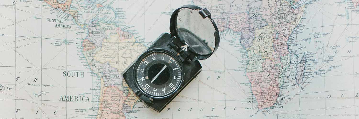 Compass on a map