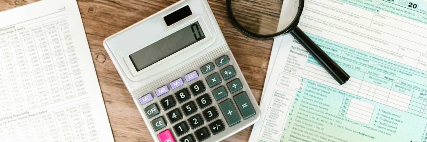 Calculator and debt paperwork